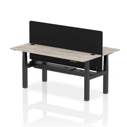 Image of Air B2B 1800x600mm Adjustable 2P Bench Desk CP Grey Oak/Black + Screen
