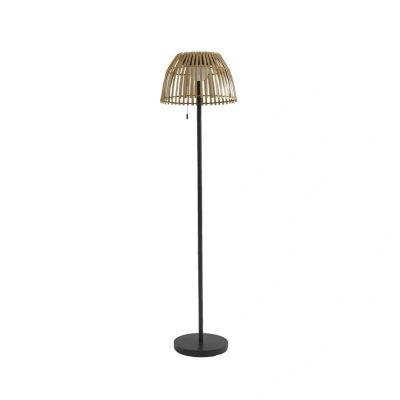 Image of Lucande LED floor lamp Eligio, bamboo, Ø 39 cm, RGB