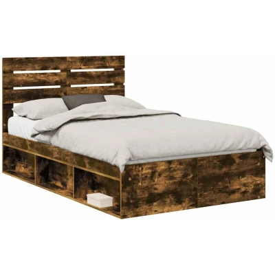 Image of vidaXL Bed Frame Smoked Oak 120 x 190 cm Solid Pine Wood