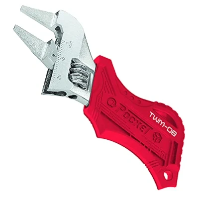 Image of Smart&#039; Adjustable Spanner (Stubby Type) with Thin, Super Slim 2mm Jaws. ENGINEER twm 08, Red, 110mm