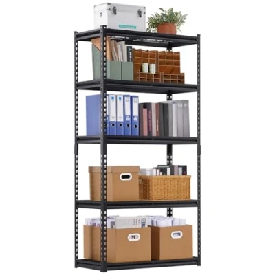 Image of VEVOR Storage Shelves, 2000 lbs, 5 Tier Heavy Duty Garage Shelving, 16&quot; D x 36&quot; W 72&quot; H Adjustable Metal Shelves for Industrial Shelving Unit Utility Shelf, Kitchen, Warehouse, Basement, Black