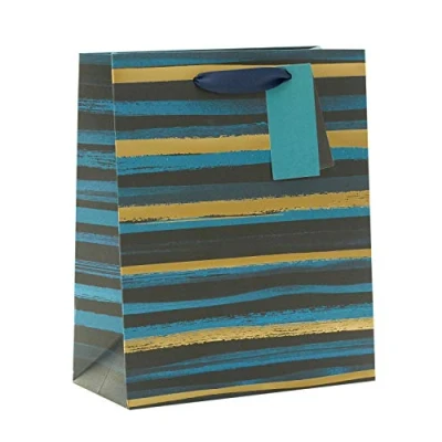 Image of UK Greetings Medium Gift Bag For Him/Her/Friend Birthdays, Thank You, Congratulations or Other Gifts Striped Design