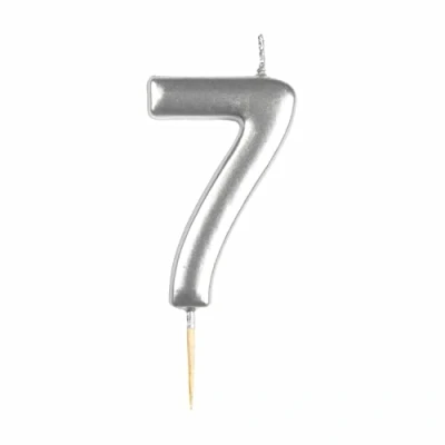 Image of amscan 9911821 Silver Numerical Candle 7