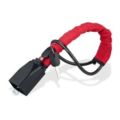 Image of Relaxdays Car Steering Wheel Lock, Seat Beat Attachment, Anti Theft Device, Van Crook Protection, Steel, Red/Black