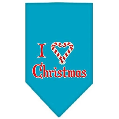Image of Mirage Pet Products Heart Christmas Screen Print Bandana for Pets, Small, Turquoise