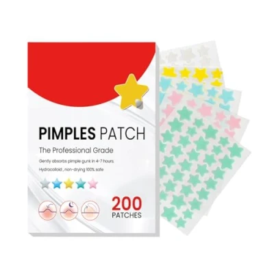 Image of Acne Patch for Face 200pcs, Pimple Patches with Natural Green Algae Extract &amp; Tea Tree Oil, Hydrocolloid Treatment Cover and Reduce Zits, Blemishes, Spots