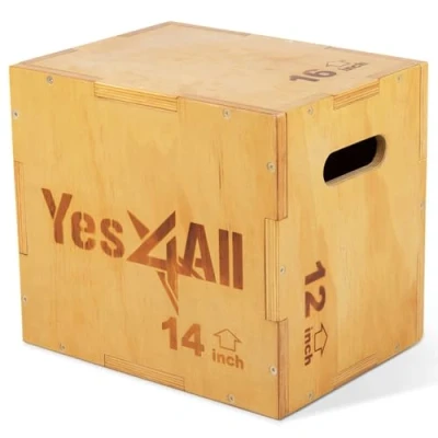 Image of Yes4All Jumping Trainers Plyx Wood Plyo Box Wooden for Exercise CrossFit Training MMA Plyometric Agility 3, A. Basic, 40.6 x 35.6 30.5 cm UK, 16&quot; 14&quot; 12&quot;