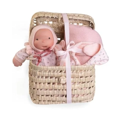 Image of Muñecas Antonio Juan Organic Doll Basket with Ariel for Dads and Baby