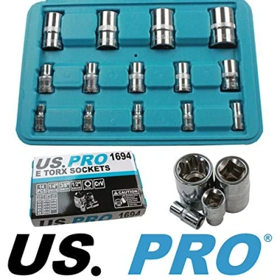 Image of US PRO 14pc E Torx Sockets 1/4 3/8 1/2&quot; dr E4 E24 1694