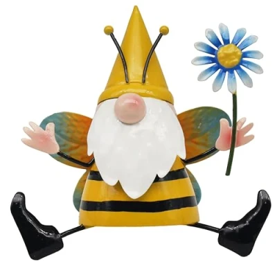 Image of Lesser &amp; Pavey Bright Eyes Yellow Gnome Figurines Statues For Home Decor Ideal Ornaments Friendship Gifts Women Men Lovely Table Centerpiece Living Room Accessories