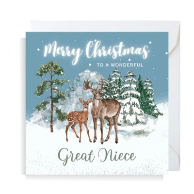 Image of Second Ave Great Niece Christmas Reindeer Square Xmas Holiday Festive Greetings Card