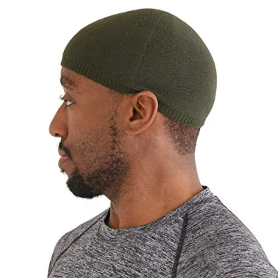 Image of CHARM Mens Skull Cap Kufi Beanie Lightweight Organic Cotton Cool Prayer Chemo Hat Skully Made in Japan Khaki