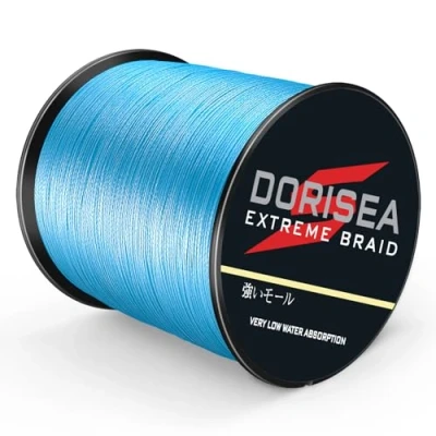 Image of Dorisea Extreme Braid 100% Pe Braided Fishing Line 6 300Lb Test Wire 100m/109Yards String Abrasion Resistant Incredible Superline Zero Stretch Small Diameter (Blue, 40lb/0.32mm)