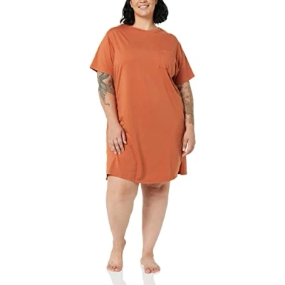 Image of Amazon Essentials Women&#039;s Knit Jersey Sleep Tee Nightdress (Available in Plus Size), Terracotta, XXL