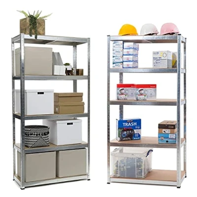 Image of Crystals 5 Tier Racking Shelf Heavy Duty Garage Shelving Units 180cm x 90cm 40cm with 875KG Total Capacity (175KG per Shelf) Perfect for Workshop, Shed, or Office Storage [2 BAY]