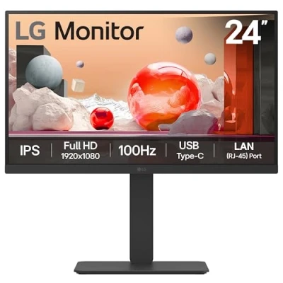 Image of LG Electronics Monitor 24BA750, 24 Inch, FHD 1080p, 100Hz, 5ms Response Time, IPS Panel, HDMI, DisplayPort, USB C (Black)