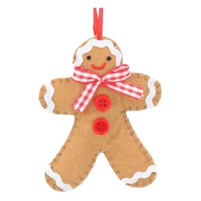 Image of Set of 2 Gisela Graham Felt Gingerbread Men hanging decorations
