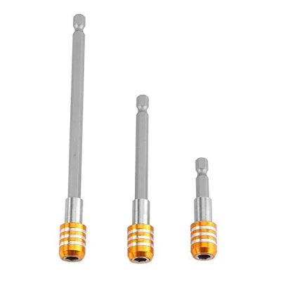 Image of 3Pcs 1/4&quot; Hex Shank Magnetic Bit Holder Extension Bar for Power Drill Screwdriver （Yellow）