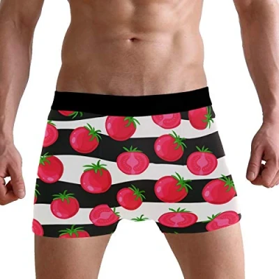 Image of PUXUQU Mens Boxers Shorts Tomato Pattern Stripe Boxer Briefs Underwear for Men Boy