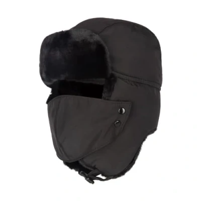 Image of WALKER AND HAWKES Faux Fur Harrison Trapper Hat Black S/M