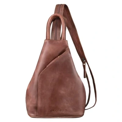 Image of STILORD &#039;Lyanna&#039; Backpack Shoulder Bag Women Leather Vintage Sling Small 2 in 1 Handbag Crossbody Rucksack Genuine Leather, Colour:Messina Brown