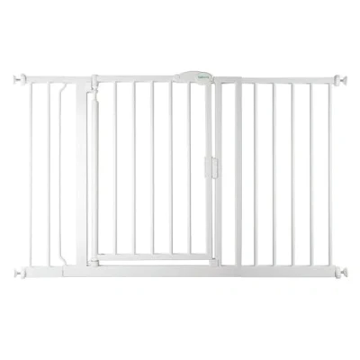 Image of Safetots Pressure Fit Self Closing Stair Gate, 125.4cm 132.4cm, White, Auto Baby Safety Barrier for Toddler, Easy Installation