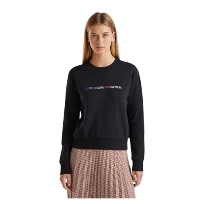 Image of United Colors of Benetton Women&#039;s Trikot G/C M/L 3j68d107z Hooded Sweatshirt, Black, XS