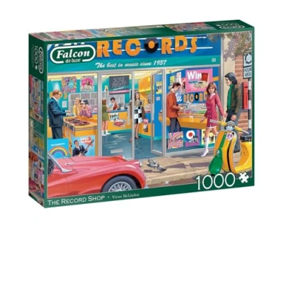 Image of Falcon The Record Shop 1000 Piece Jigsaw Puzzle for Adults Beautifully Illustrated 1000Pc Fun Activity at Home, Puzzles Rainy Days, Birthday Jumbo