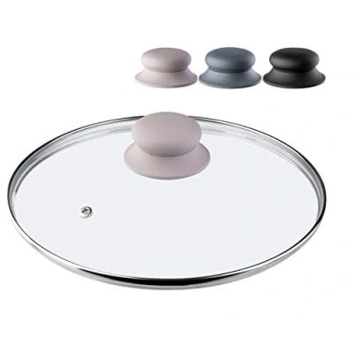 Image of KADAX Glass Lid with Silicone Handle, Heat Resistant for Pots and Saucepans, Durable Steam Vent, Transparent Cooking (Beige, 22 cm)