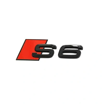 Image of Audi 4K0071804 Lettering S6 Black/Red Tuning Black Edition Emblem