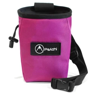 Image of Psychi OG Chalk Bag with Storage Pocket and Waist Starp For Rock Climbing Bouldering (Pink)