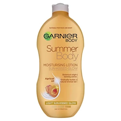 Image of Garnier Summer Body Gradual Tan Moisturiser Light 250ml, For A Radiant, Sun Kissed Glow, Suitable Face &amp; Body, 24 Hour Hydration Natural Even Tan, Fast Absorption, Vegan Formula