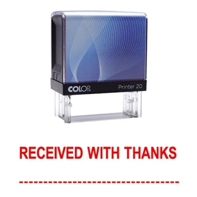 Image of Received with Thanks Self Inking Rubber Stamp Custom Colop Office Stationary P20 Mini Stamper