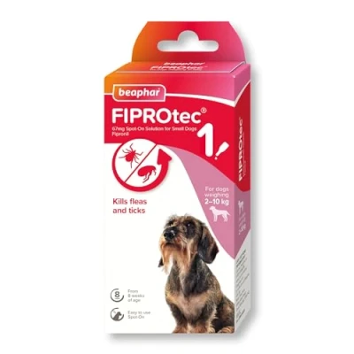 Image of Beaphar FIPROtec® Spot On for Small Dogs (210kg) Kills Fleas &amp; Ticks Vet Strength Treatment 1 Pipette