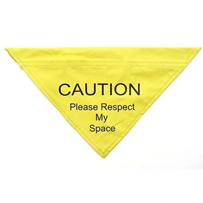 Image of Ancol Respect My Space Warning Yellow Dog Bandana Pet Training Accessory, Medium/Large