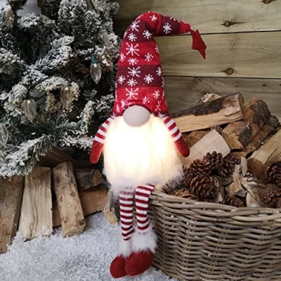 Image of Samuel ALEXANDER Festive Christmas Sitting Gonk with Dangly Legs &amp; LED Light 50cm RED