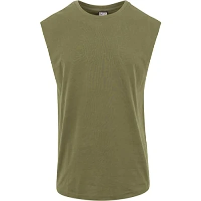 Image of Urban Classics OPEN EDGE Sleeveless Top, Men&#039;s, Size: XXL, Olive