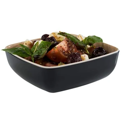 Image of APS „Frida“, Almost Unbreakable Melamine Bowl, Solid Plastic 12,5 x 4,5 cm, Cereal Snack Stackable, Inside Wooden Look, Outside Black, Dishwasher Safe