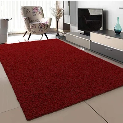 Image of SANAT Modern Living Room Rug High Pile Red Size: 80 x 150 cm