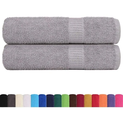 Image of vidaXL Bath Towels 2 pcs Grey 100x150 cm 360 gsm 100% Cotton