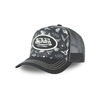Image of Von Dutch Men&#039;s &amp; Women&#039;s Adjustable Trucker Cap, Athletic, Soft and Relaxed Fit, Black, One size