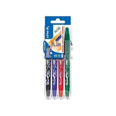Image of PILOT Frixion Rollerball 0.7mm Set to Go Pack of 4 Black/Blue/Red/Green Noir, Rouge, Vert, Bleu 2260SG4E