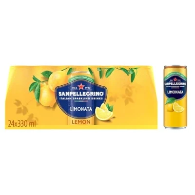 Image of San Pellegrino Italian Sparkling Drinks Tastefully Light Lemon Canned Soft Drink 24 x 330ml 73k Cals per Can