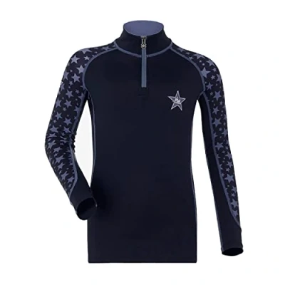 Image of LeMieux Mini Base Layer Top My Long Sleeve Athletic Thermal Shirts Equestrian Apparel &amp; Gear for Horseback Riding (Indigo/7 8 Years)