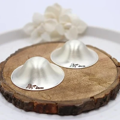 Image of The Original Silver Nursing Cups Nipple Shields for Newborn Essentials Must Haves Covers Breastfeeding Soothe and Protect Your Nipples 925 CT