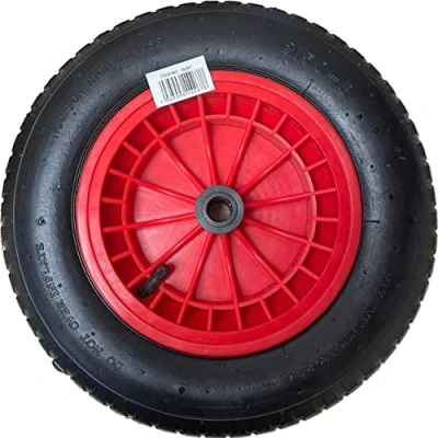 Image of 2x14&quot; Pneumatic 3.50 8 Wheelbarrow Wheel Inflatable Tyre Replacement Red &amp; Black
