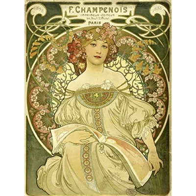 Image of Mucha Champenois Printer Printing Nouveau Advert Extra Large Wall Art Print Premium Canvas Mural