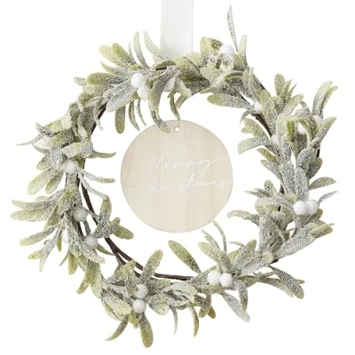 Image of Ginger Ray Christmas Wreath Mistletoe Reusable Decoration, Gold