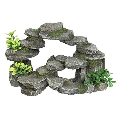 Image of Nobby Rocky Arch with Plants Aquarium Ornaments, 26.5 x 15 16.5 cm