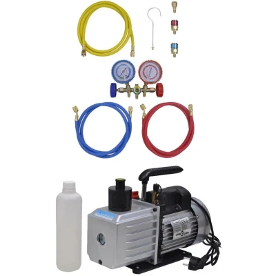 Image of vidaXL Vacuum Pump with 2 way Manifold Gauge Set for Air Conditioning